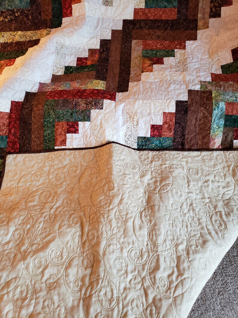 Handmade Twin Sized Log Cabin Quilt in Batiks Wonderful Etsy