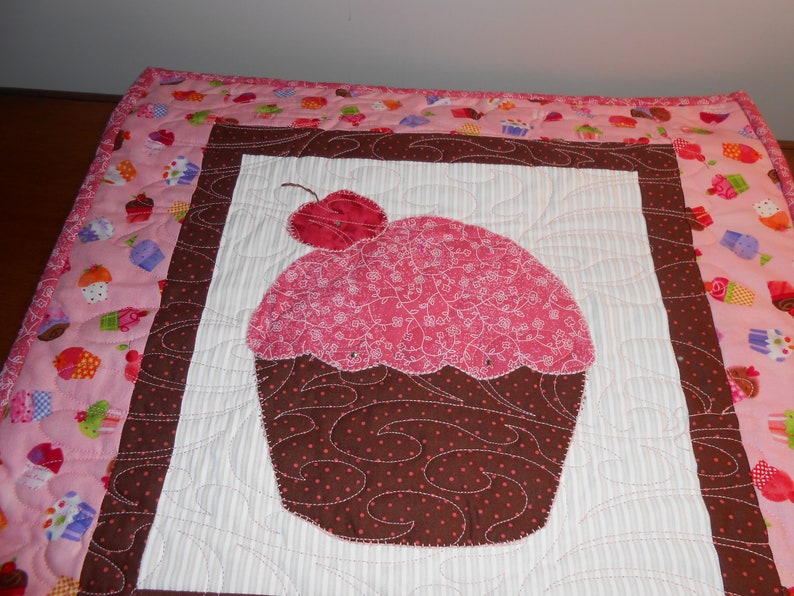 Icing and Cherries on top Quilted Happy Birthday Cupcake Runner