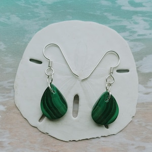 Handmade Sterling Silver Malachite Earrings: Forest Green Jewelry