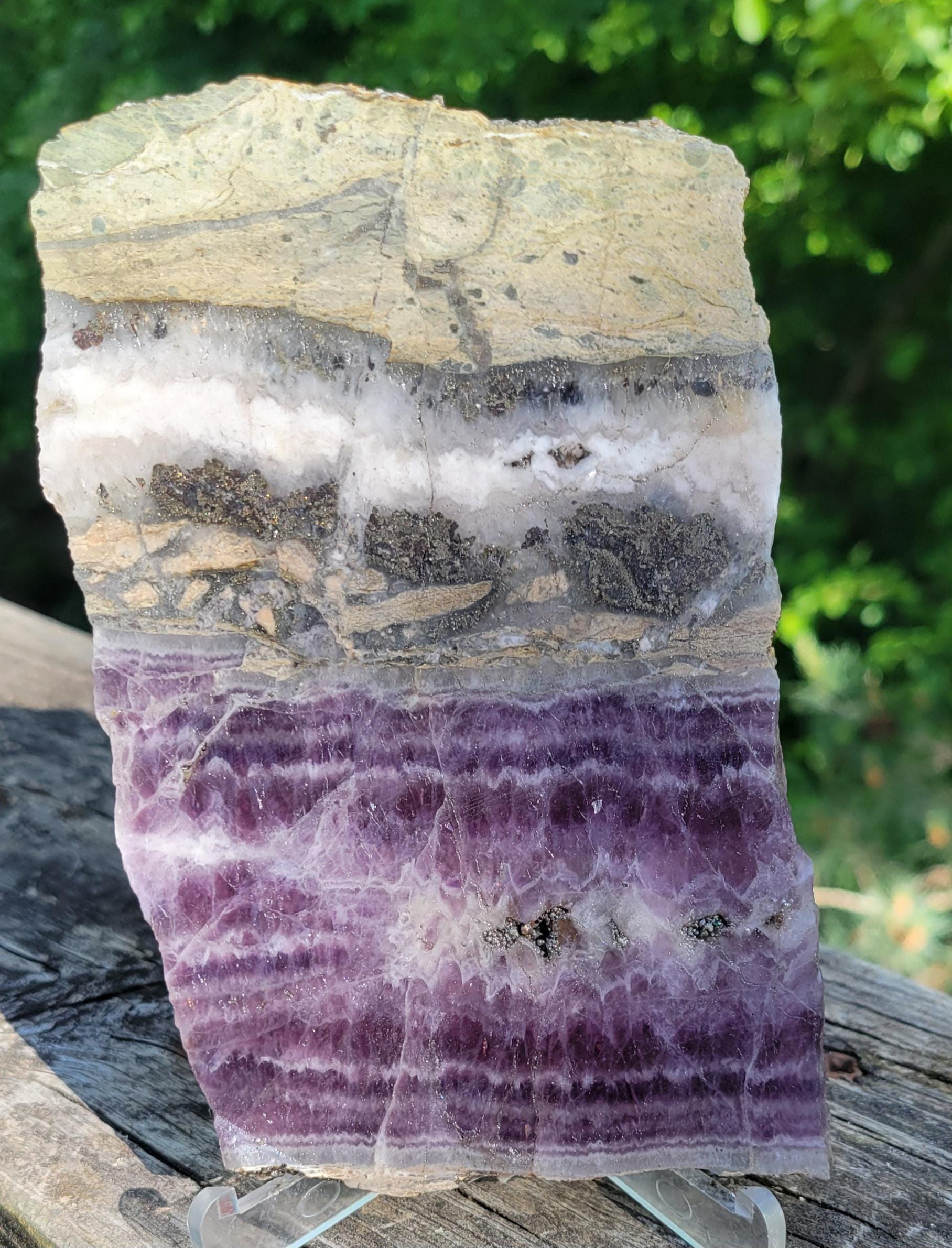A Rough Slab of Amethyst Lace Agate