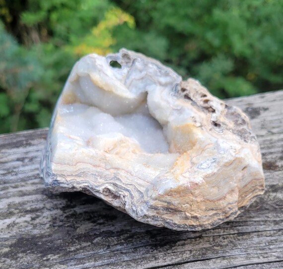 Polished Missouri Lace Agate Section: Druzy Quartz Crystals - Etsy