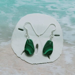 Handmade Malachite Earrings: Sterling Silver Dangle Earrings