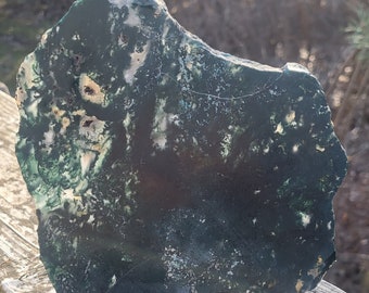 A Gorgeous Rough Slab of Green Moss Agate