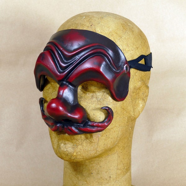 Commedia dell’Arte mask in papier maché: Dottor Balanzone with moustache