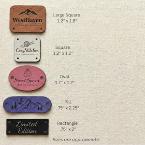 Custom Leather Hat Tags & Sewing Labels – Personalized Faux Leather Tags for Knit, Crochet Handmade Clothing (Bulk Orders Available) image 6