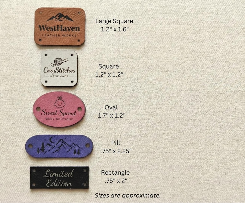 Custom Leather Hat Tags & Sewing Labels – Personalized Faux Leather Tags for Knit, Crochet Handmade Clothing (Bulk Orders Available) image 6