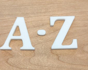 9" Tall A-Z Alphabet White Acrylic Letters 1/8"  Crafts Hobbies Business Home Décor