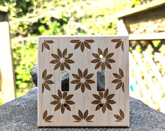 Personalized Double Switch Wood Light Switch Cover w/ Optional Laser Engraving