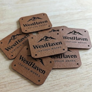 Custom Leather Hat Tags & Sewing Labels – Personalized Faux Leather Tags for Knit, Crochet Handmade Clothing (Bulk Orders Available) image 4