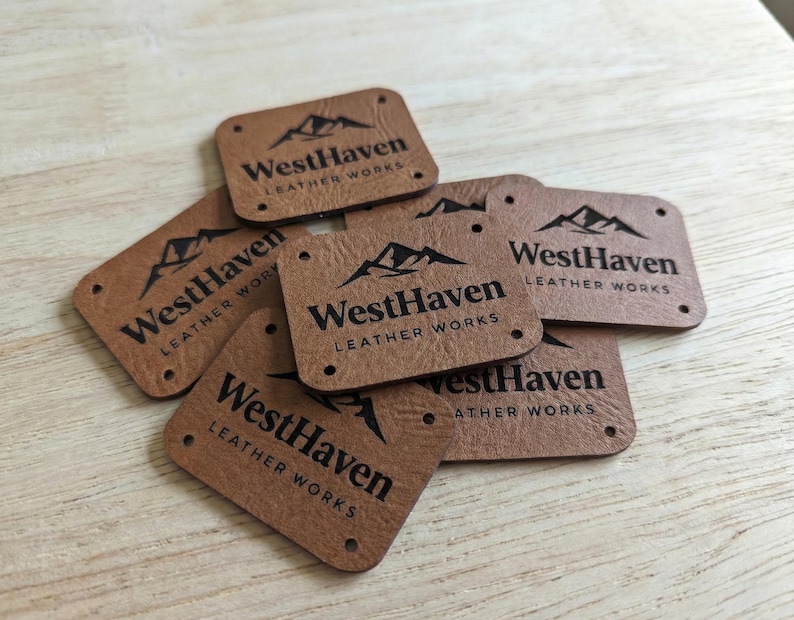 Custom Leather Hat Tags & Sewing Labels – Personalized Faux Leather Tags for Knit, Crochet Handmade Clothing (Bulk Orders Available) image 4