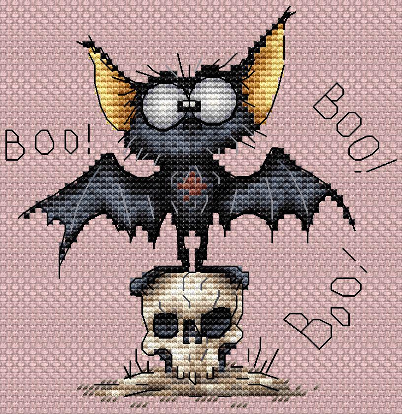 Halloween Bat Cross Stitch Pattern PDF – Cute Spooky Bat With Big Eyes ...