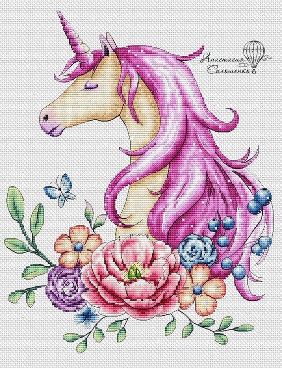 Scheme of Crossstitch the Magic Unicorn Etsy