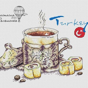 Cross Stitch Pattern &quot;Turkiye&quot; DMC Cross Stitch Chart Needlepoint Pattern Embroidery Chart Printable PDF Instant Download
