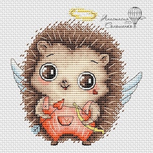 Scheme of cross-stitch  "Amorous hedgehog"