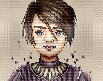 Kreuzstichmuster „Games of Thrones, Arya Stark“ DMC Kreuzstichdiagramm Nadelspitzenmuster Stickdiagramm Druckbares PDF Sofort