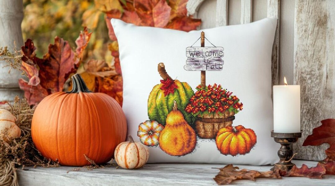 Welcome to Fall" Cross Stitch Pattern PDF – Autumn Pumpkins, Mums ...