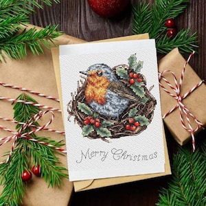 Christmas Robin Cross Stitch Pattern PDF – Holiday Bird Embroidery Chart