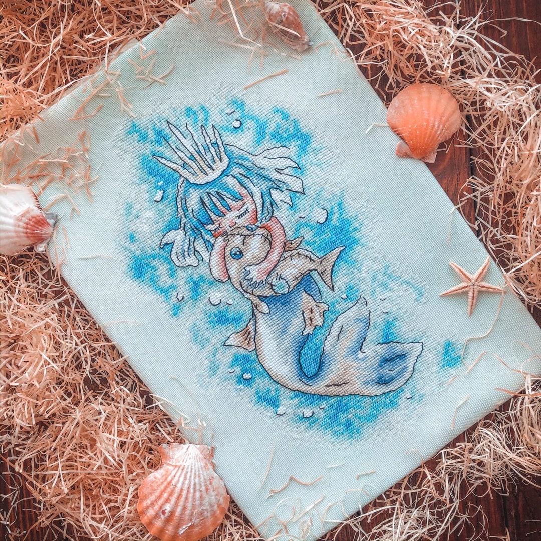 Mermaid Princess Cross Stitch Pattern PDF | Anime Fantasy Embroidery ...