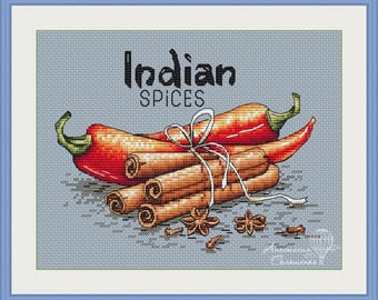 Kreuzstichschema Spices of India Stickmuster PDF