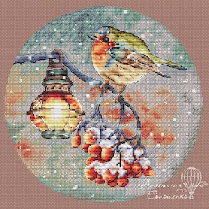 Cross Stitch Pattern &quot;Robin&quot; DMC Cross Stitch Chart Needlepoint Pattern Embroidery Chart Printable PDF Instant Download