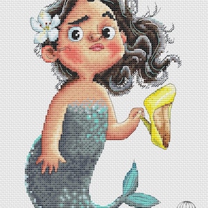 Cross Stitch Pattern &quot;Mermaid&quot; DMC Cross Stitch Chart Needlepoint Pattern Embroidery Chart Printable PDF Instant Download