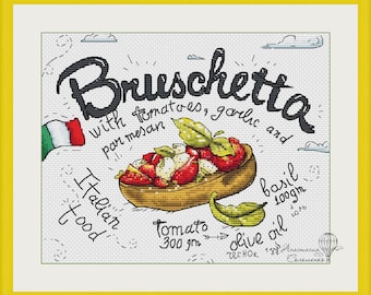 Cross-stitch scheme Bruschetta Embroidery pattern PDF