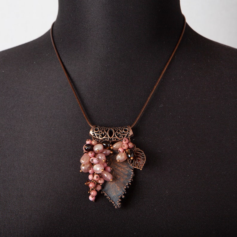 Real birch leaf necklace Electroformed jewelry set Leaves necklace and earrings