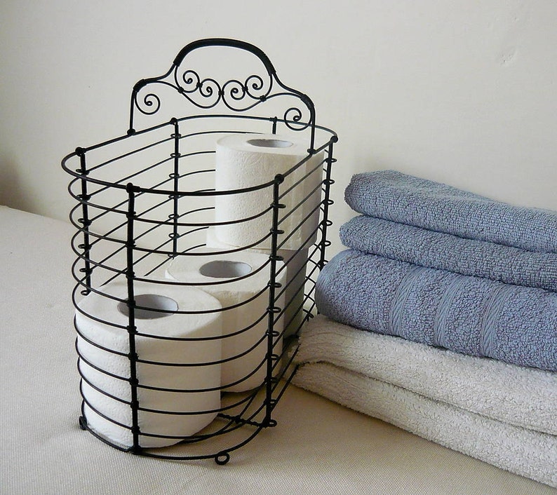 Metal Iron Wire Patinated Toilet Paper Basket Ornamental Etsy