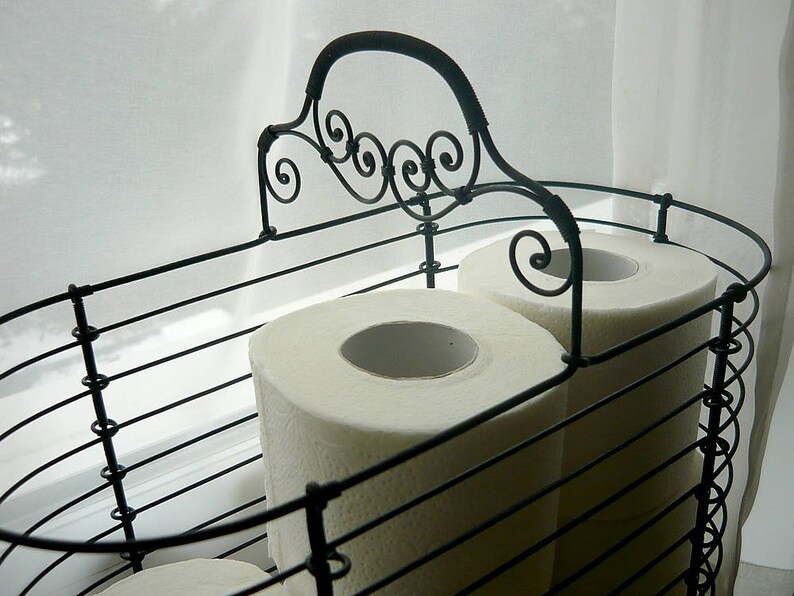 Metal Iron Wire Patinated Toilet Paper Basket Ornamental Etsy