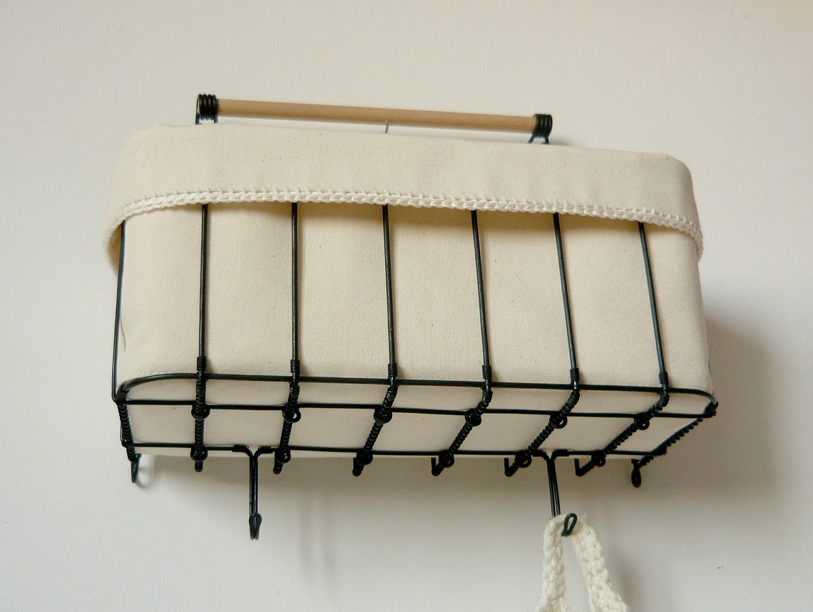 Wall Basket With 2 Hooks Etsy