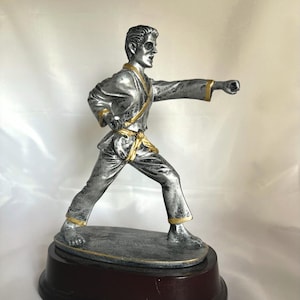 martial arts trophy - karate kata award - resin and wood - 7 1/2&quot; x 5&quot;