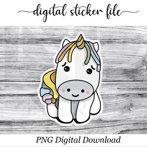 Kawaii Stickers, Cute Stickers, Unicorn Sticker, Sticker of a Unicorn, Planner Stickers, Journal Stickers, Diary Stickers, Digital Download