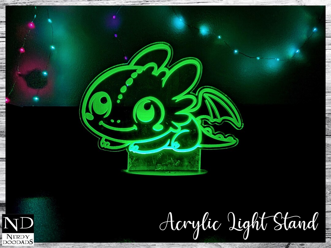 Toothless Acrylic Light Stand, Acrylic Light Stand of Cartoon Dragon ...