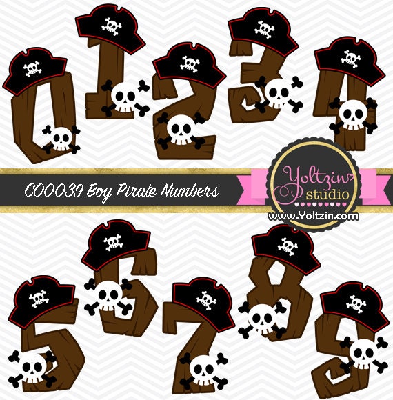 Pirate Clipart Numbers Red Hat Pirates Clipart Clip Art Wood Etsy