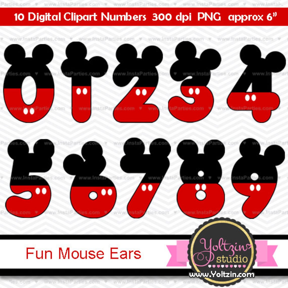 Mickey Mouse Clipart Numbers clip art digital PNG images | Etsy