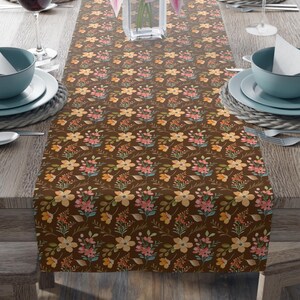 Tafelloper herfstbloemen: aquarel herfstdecor