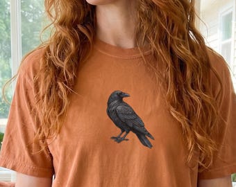 Gothic Crow T-Shirt: Ornate Raven Illustration, Witchy Comfort Colors Tee