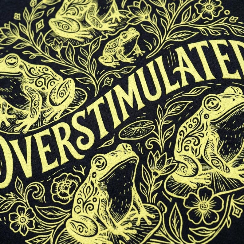Overstimulated Frog Shirt: Cottagecore Frog Tee, Funny Anxiety Shirt, Nature Aesthetic Shirt, Frog Graphic Tee, Comfort Colors Unisex TShirt image 8