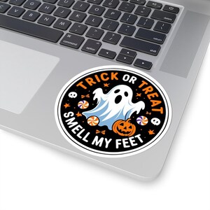 Halloween Trick or Treat Stickers: Glossy Vinyl Decals for Kids