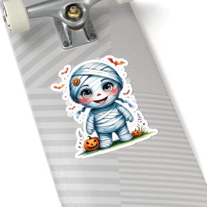 Cute Halloween Mummy Stickers | Kiss-Cut Vinyl Decals for Scary Fun, Trick-or-Treating Decor, Kids&#39; Gifts, Party Favors, Seasonal Crafts