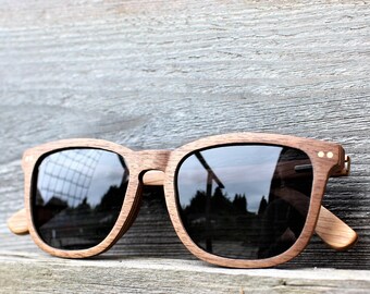 Paul Ven Fox Walnut Wood Square Wayfarer Wooden sunglasses. Polarised lenses sunglasses, women man sunglasses FREE EU UK shipping.