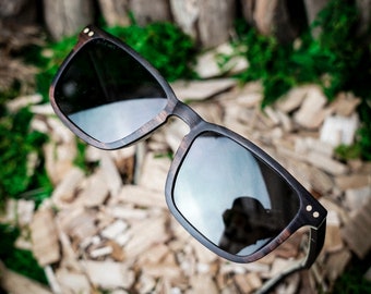 Handmade Sunglasses - ebony wood, square style, polarised - Personalized Wood Anniversary & Groomsmen Gift