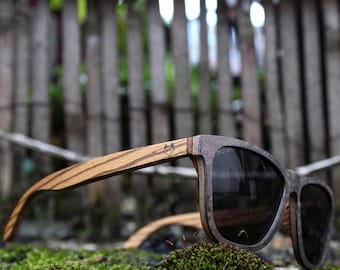 Stone sunglasses, zebra wood sunglasses with stone, wooden sunglasses, stone wood sunglasses, zebra wood sunglasses, personalised, retro