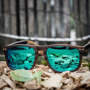 Paul Ven Holz flache Top Sonnenbrille. Blaue verspiegelte | Etsy