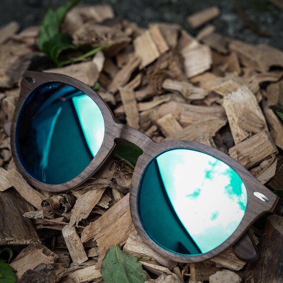 Gafas de sol redondas de madera gafas de sol de madera de nogal gafas de sol