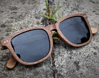 Paul Ven Fox Walnut Wood Square Wayfarer Wooden sunglasses. Polarised lenses sunglasses, women man sunglasses FREE EU UK shipping.