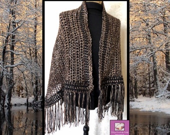 Crochet Black Shawl, Boho Gypsy Shawl, Crochet Poncho, Boho Crochet Shawl, Knit Wrap, Freeform Crochet, Lace Shawl, Boho Chic Wrap
