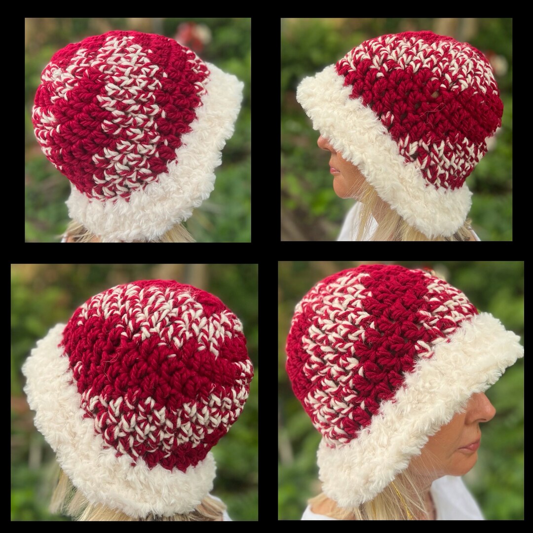 Red and White Crochet Bucket Hat 2023 Hottest New Accessory Etsy