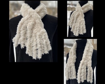 Plush Faux Fur Neck Warmer with Fringe Detail - versatile and stylish.