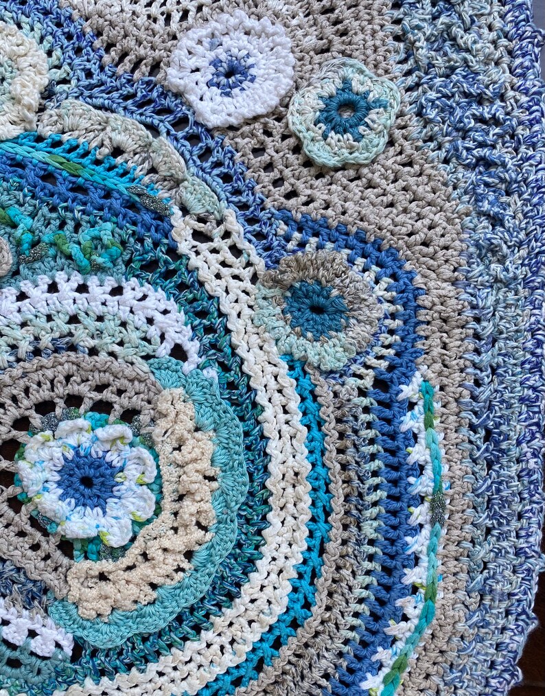 Blue Freeform Crochet Wrap Boho-chic and One of a Kind. - Etsy